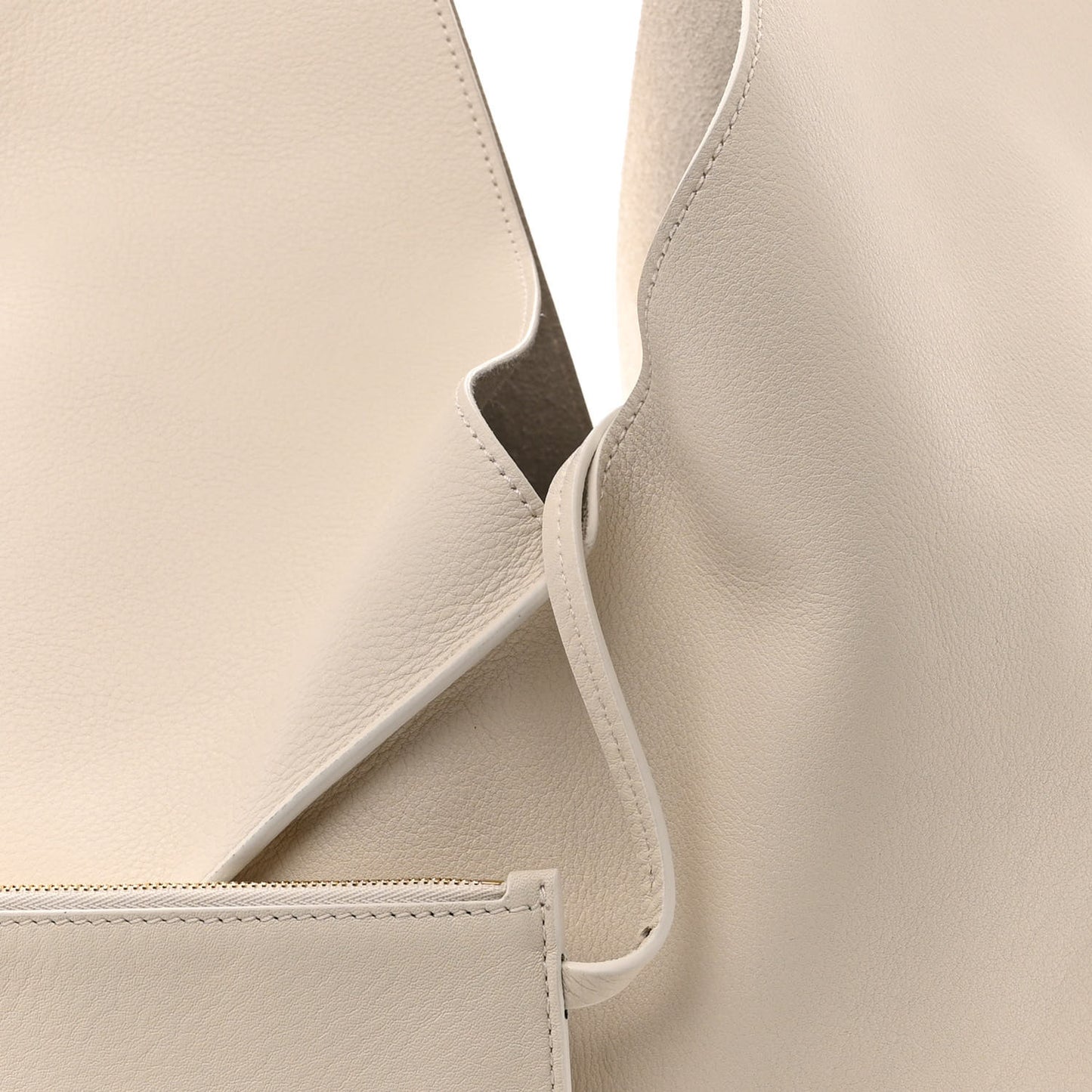 Pebbled Calfskin Sara Tote Off White