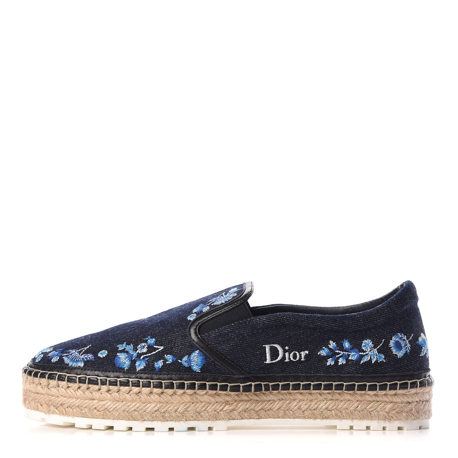 Christian Dior Denim Embroidered Espadrille 39 Blue 1 of 9