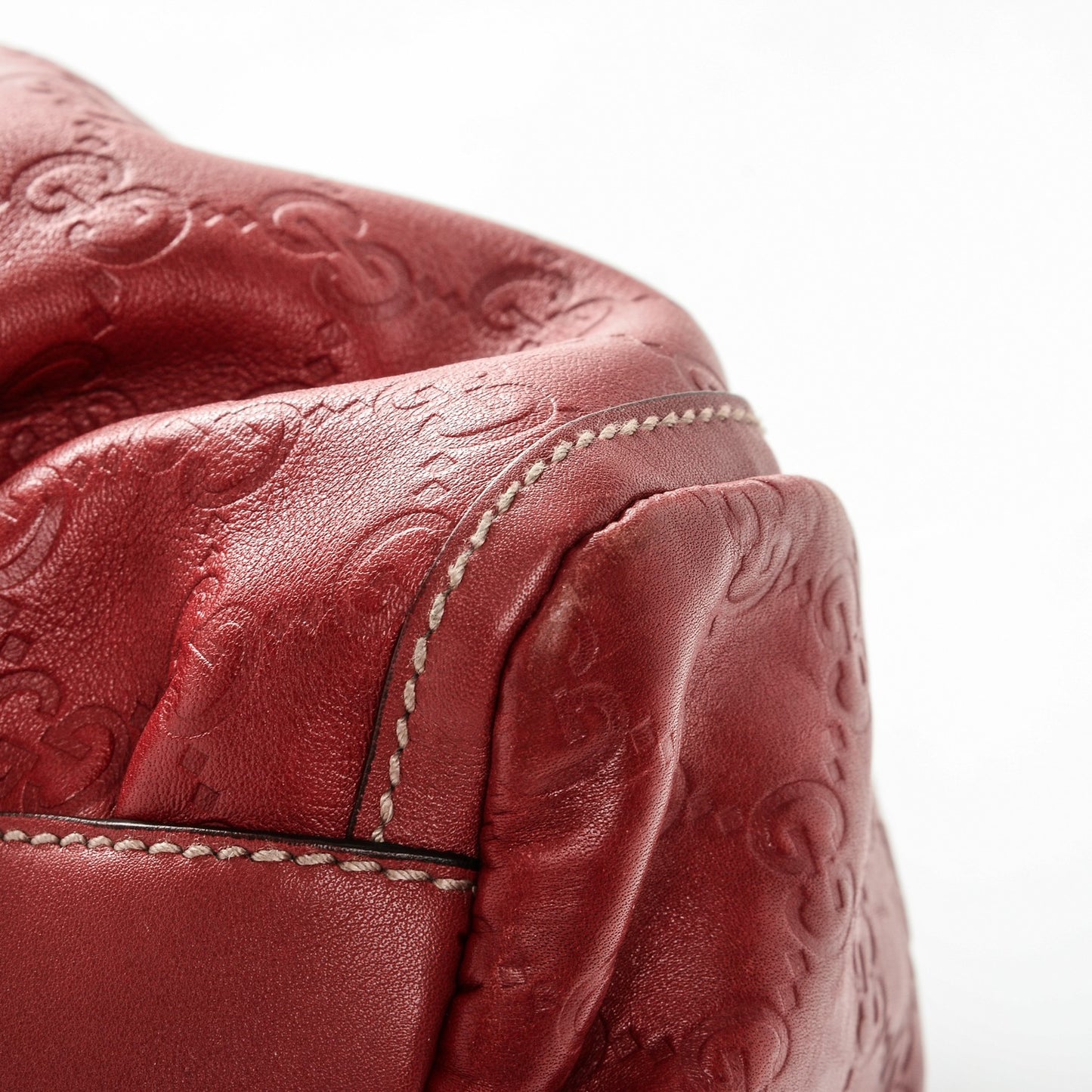 Guccissima Large D Gold Hobo Red
