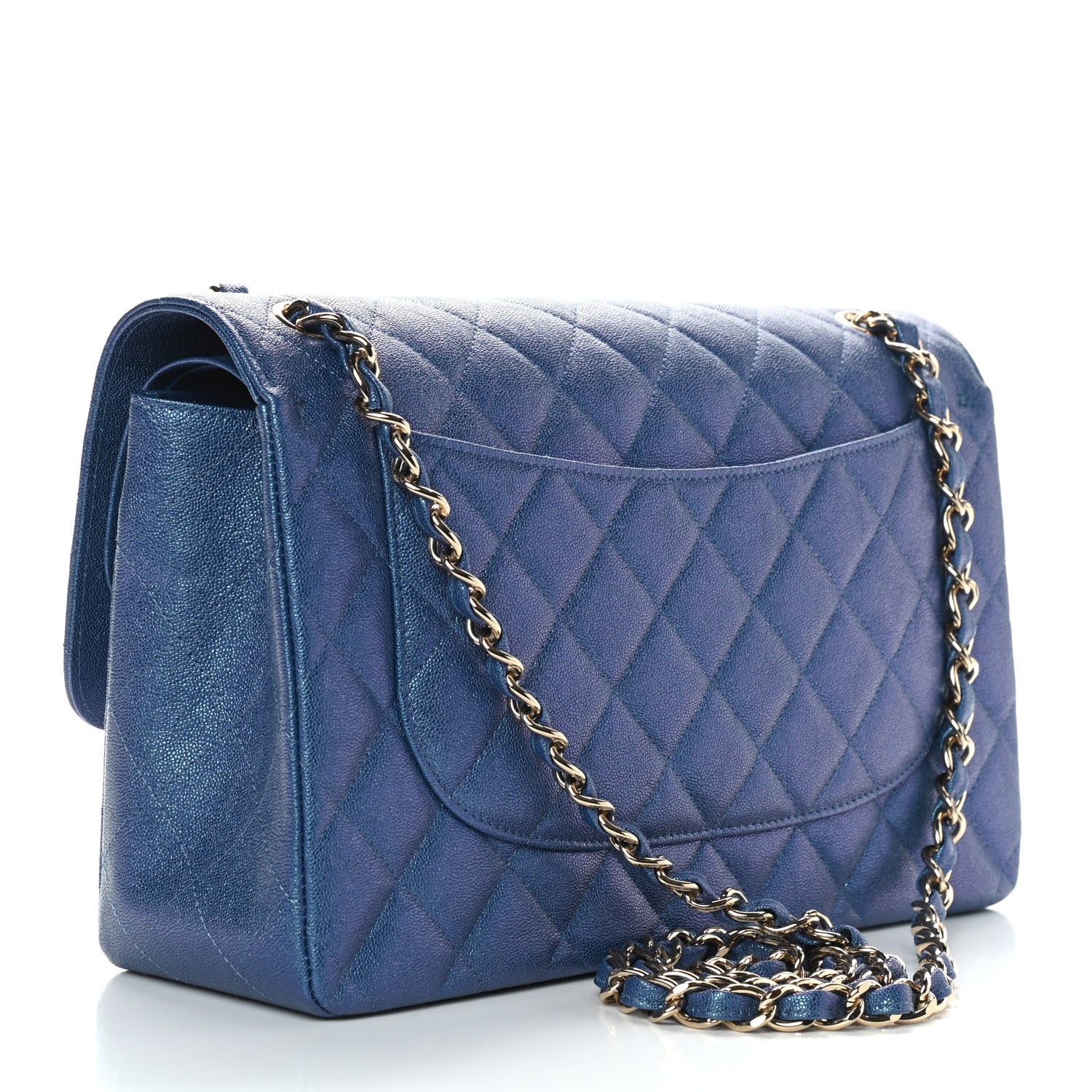Chanel Iridescent Caviar Quilted Jumbo Double Flap Dark Blue 3 of 9