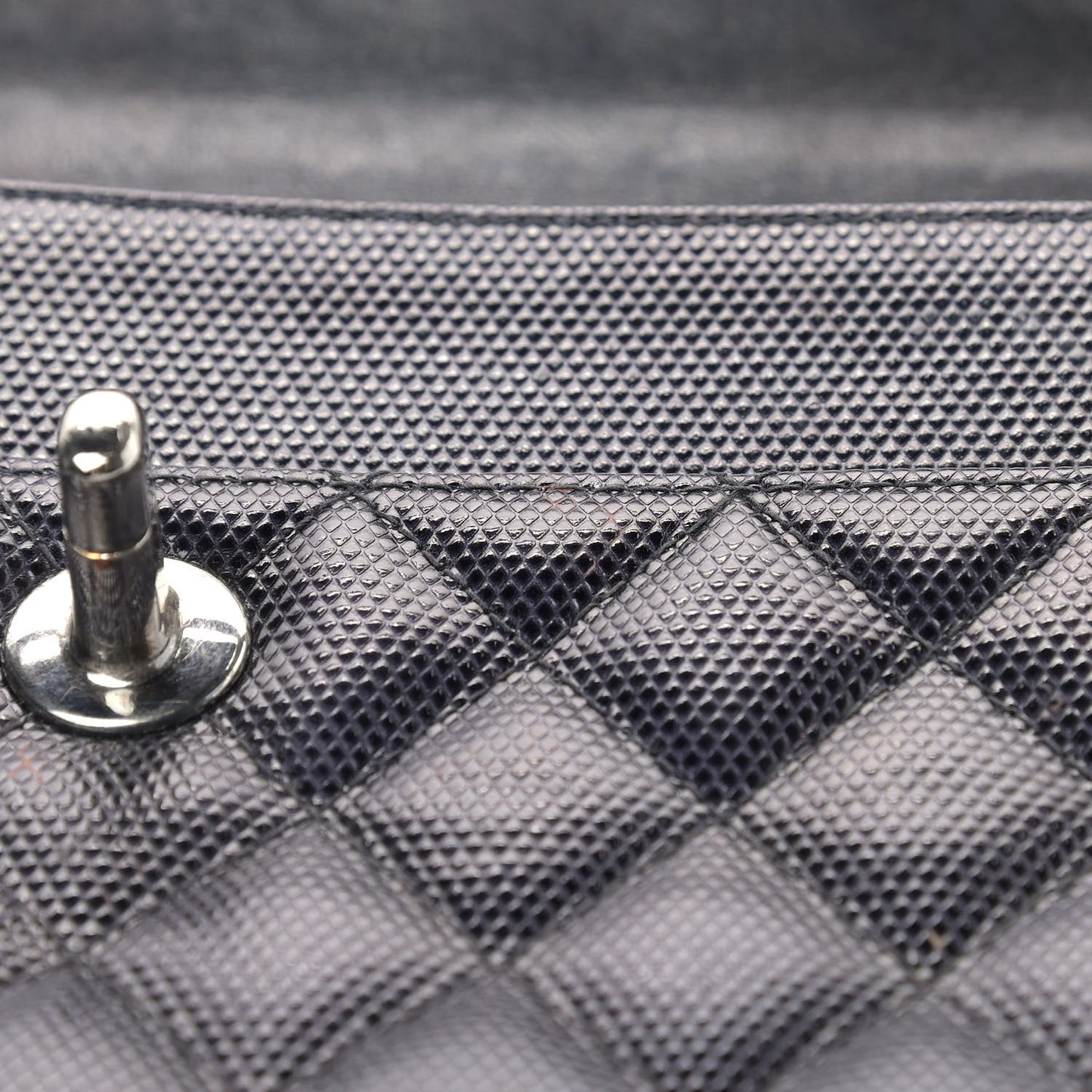 Metallic Calfskin Quilted Single Flap Black