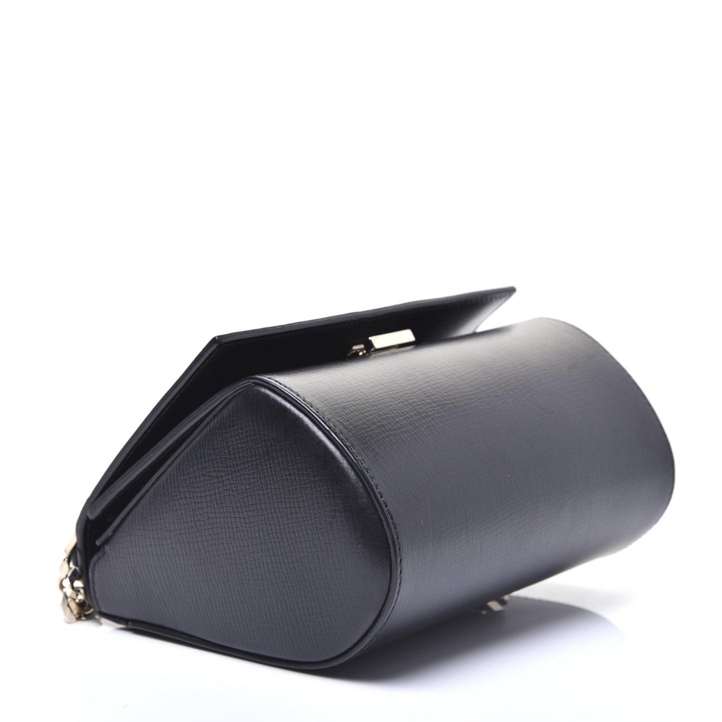 Textured Calfskin Mini Pandora Box Chain Crossbody Bag Black