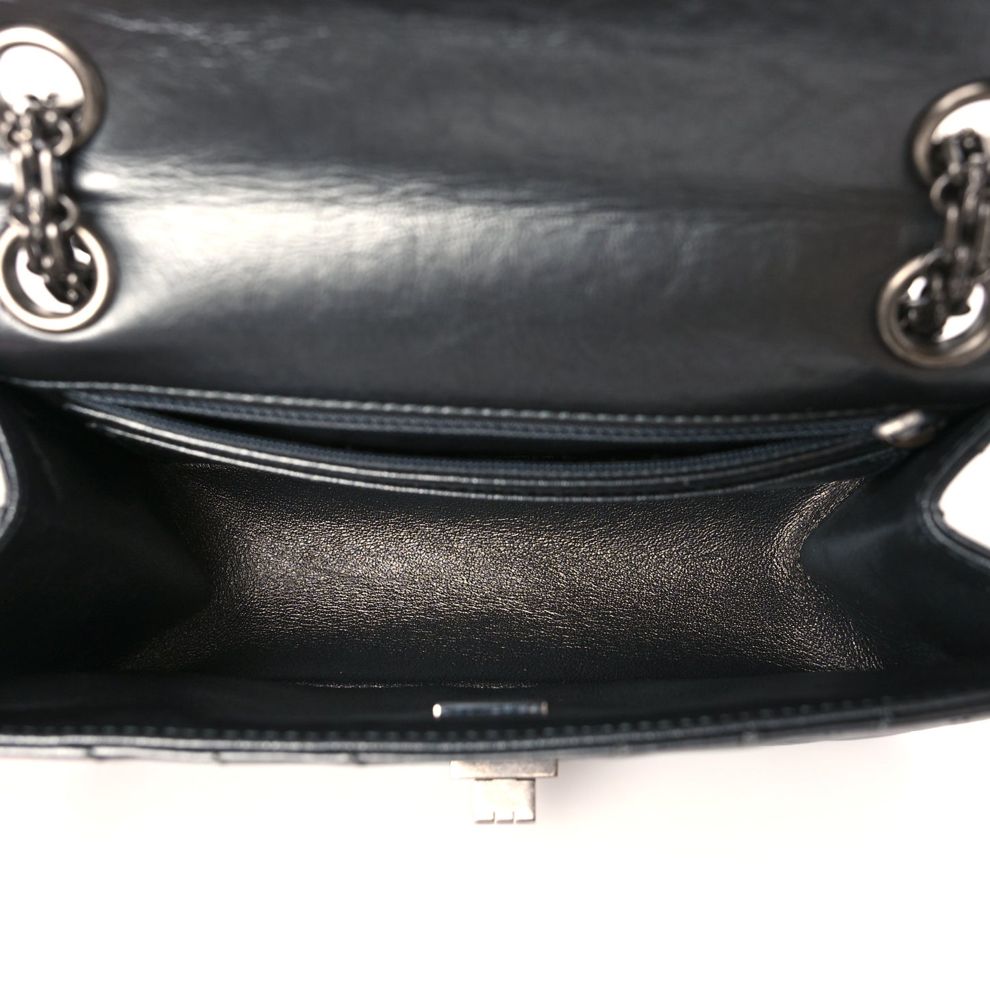 Metallic Aged Calfskin Chevron Quilted 2.55 Reissue Mini Flap Grey