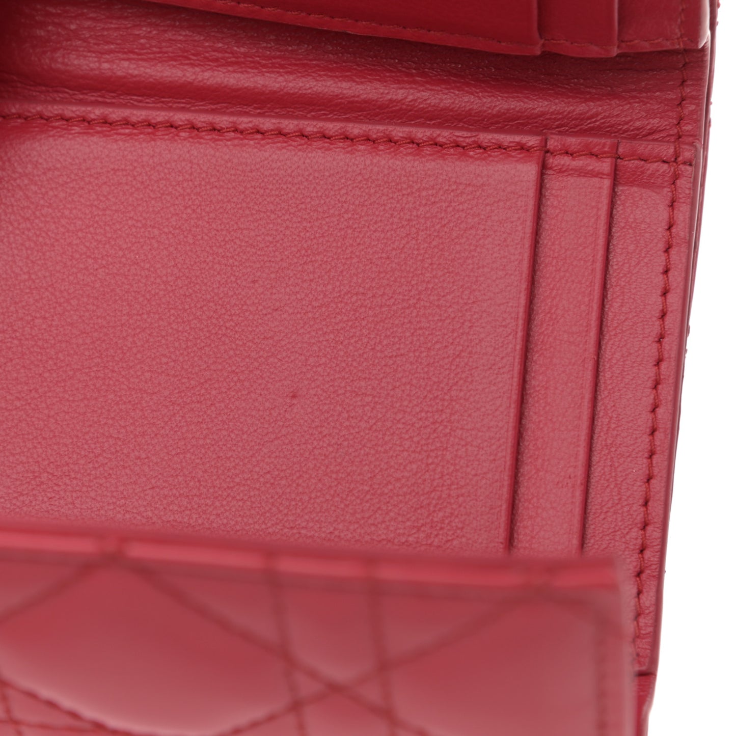 Patent Cannage Lady Dior Lotus Wallet Red