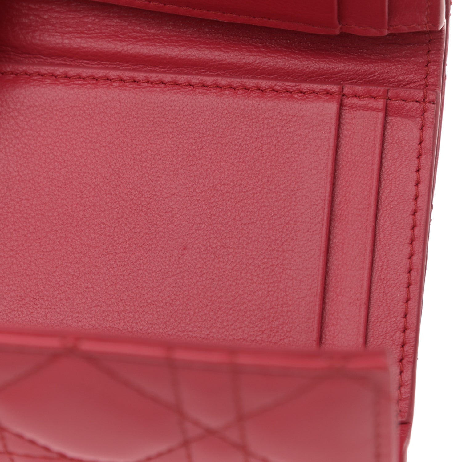 Christian Dior Patent Cannage Lady Dior Lotus Wallet Red 8 of 9