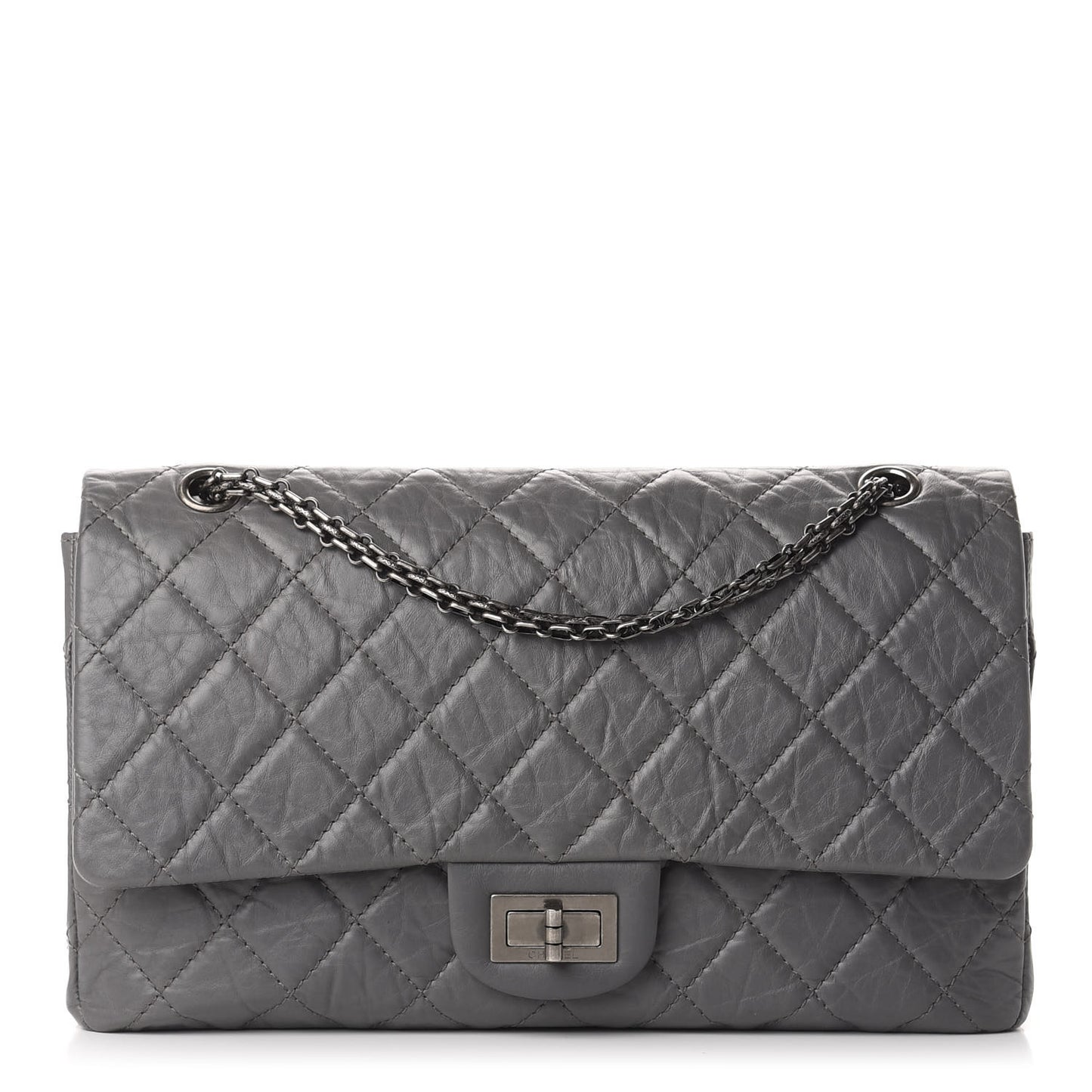 Aged Calfskin Quilted 2.55 Reissue 227 Flap Grey