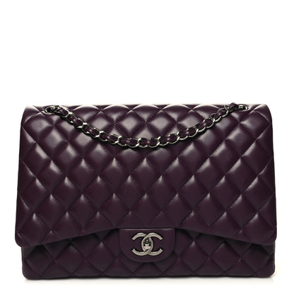 Chanel Lambskin Quilted Maxi Double Flap Plum 1 of 13