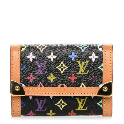 Louis Vuitton Monogram Multicolor Porte-Monnaie Plat Coin Purse Black 1 of 6