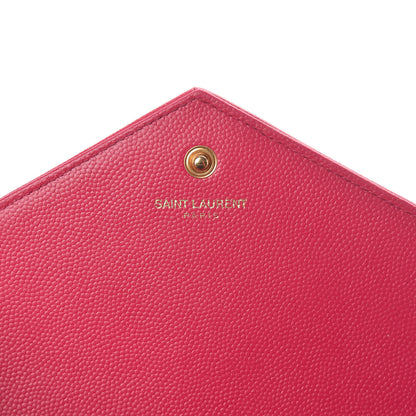 Saint Laurent Grain De Poudre Matelasse Chevron Monogram Chain Wallet Rose Clair 6 of 9