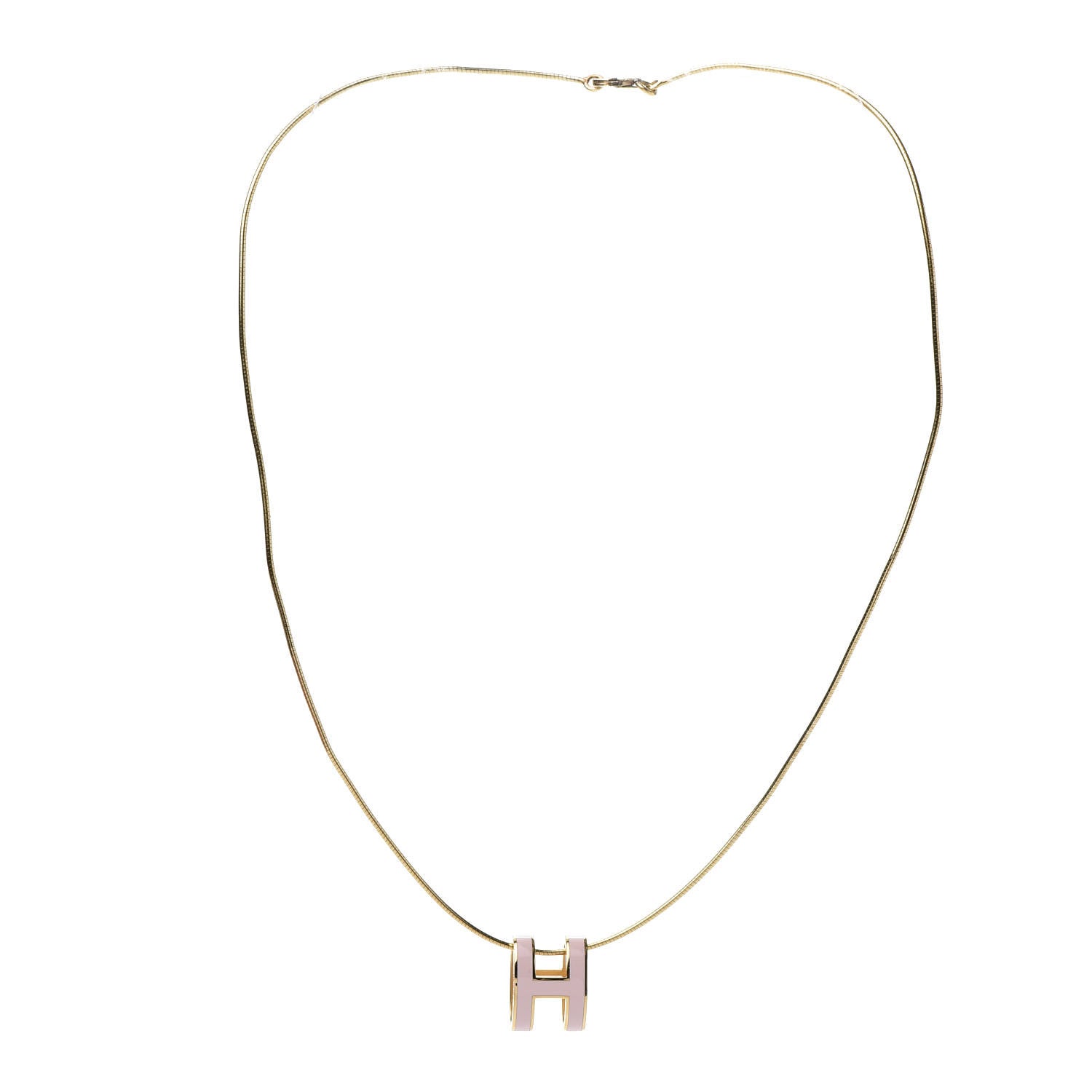 Hermes Lacquered Rose Gold Pop H Pendant Necklace Rose Dragee 3 of 7