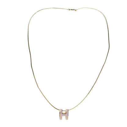 Hermes Lacquered Rose Gold Pop H Pendant Necklace Rose Dragee 3 of 7