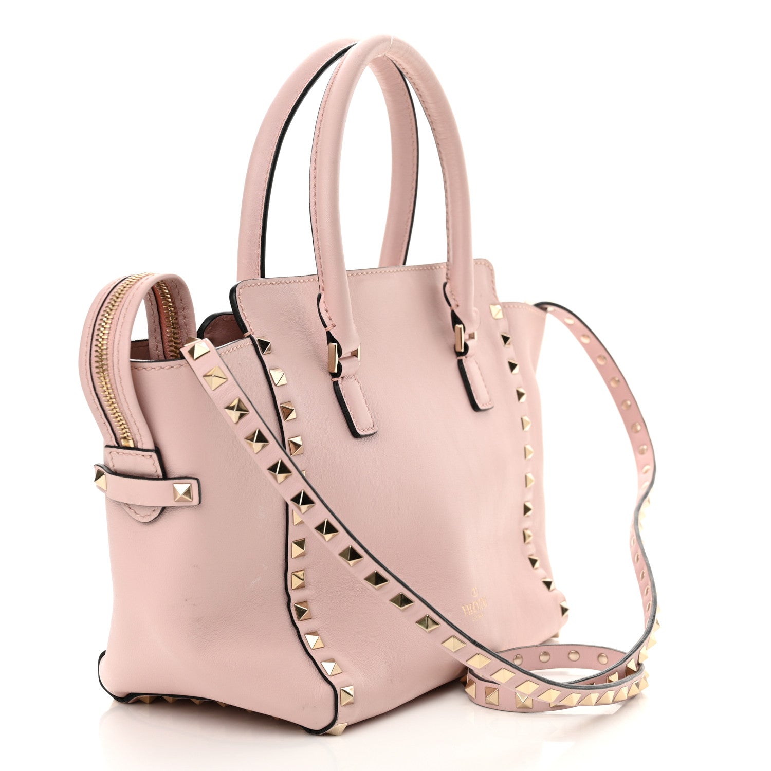 Valentino Garavani Vitello Small Rockstud Double Handle Tote Water Rose 3 of 13