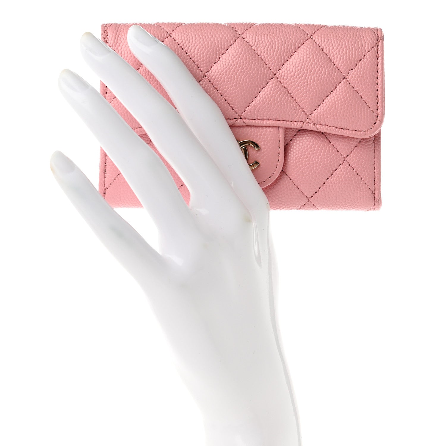 Chanel Caviar Quilted Flap Card Holder Wallet Light Pink 2 of 9