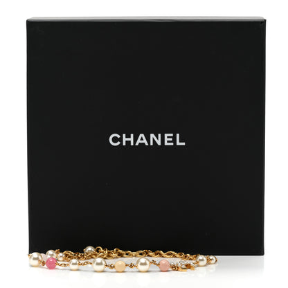 Chanel Resin Pearl Crystal CC Choker Necklace Gold Pink White 6 of 6