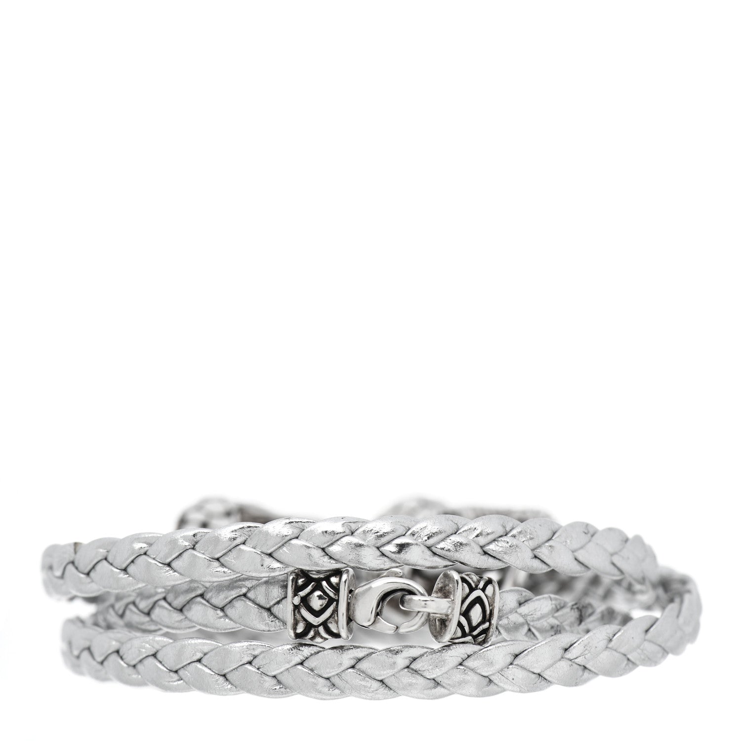 John Hardy Sterling Silver Leather Naga Dragon Triple Wrap Bracelet Silver 2 of 5
