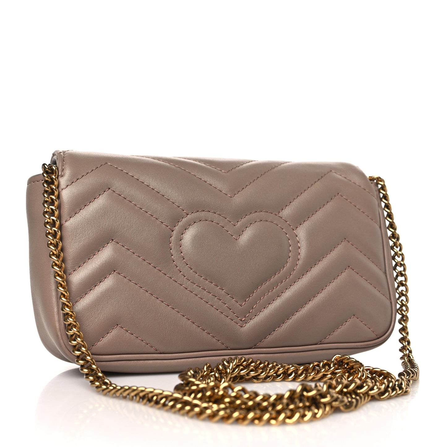 Calfskin Matelasse Super Mini GG Marmont Shoulder Bag Porcelain Rose
