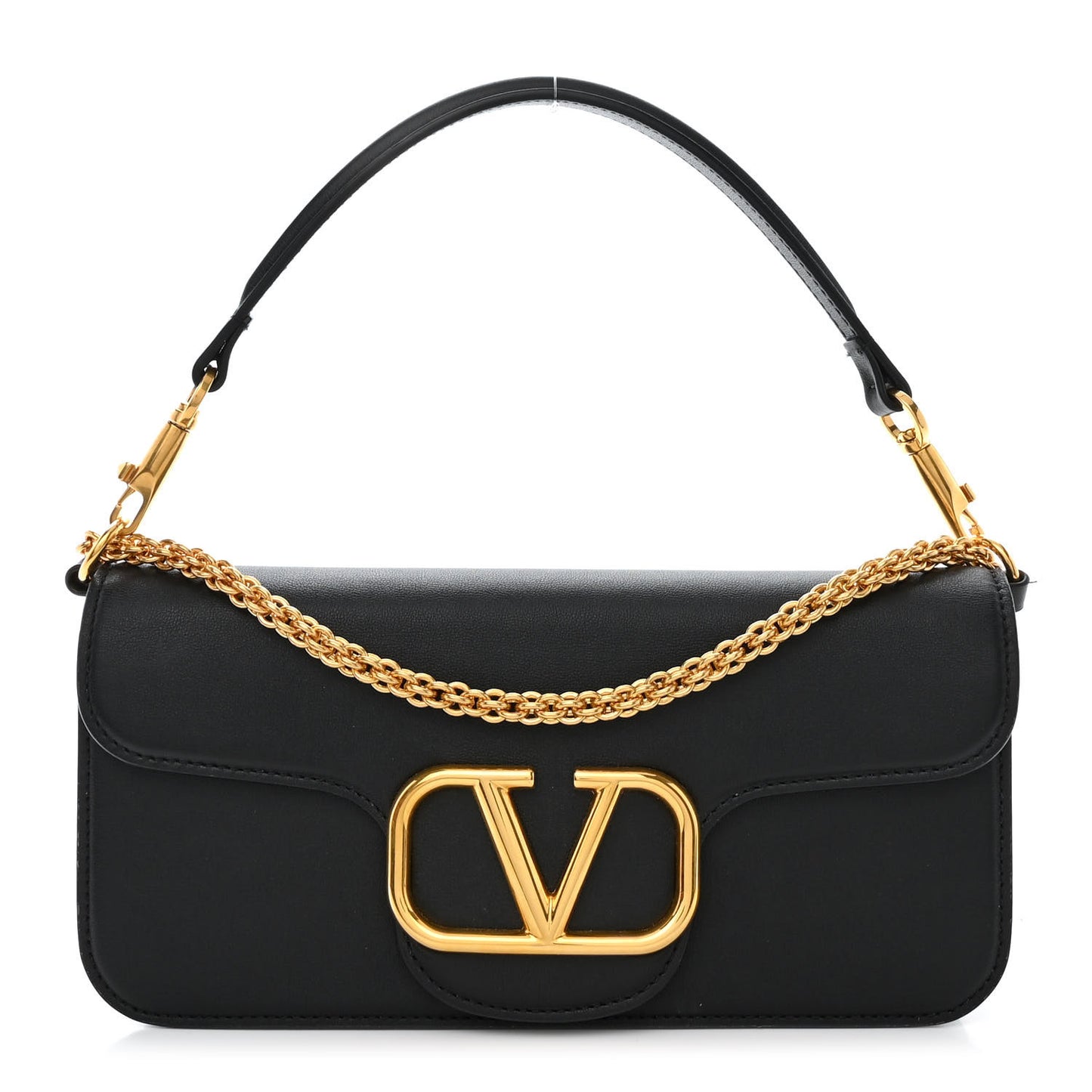 Calfskin Vlogo Loco Shoulder Bag Black