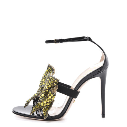 Gucci Patent Crystal Removable Bow Sandals 36.5 Black 1 of 10