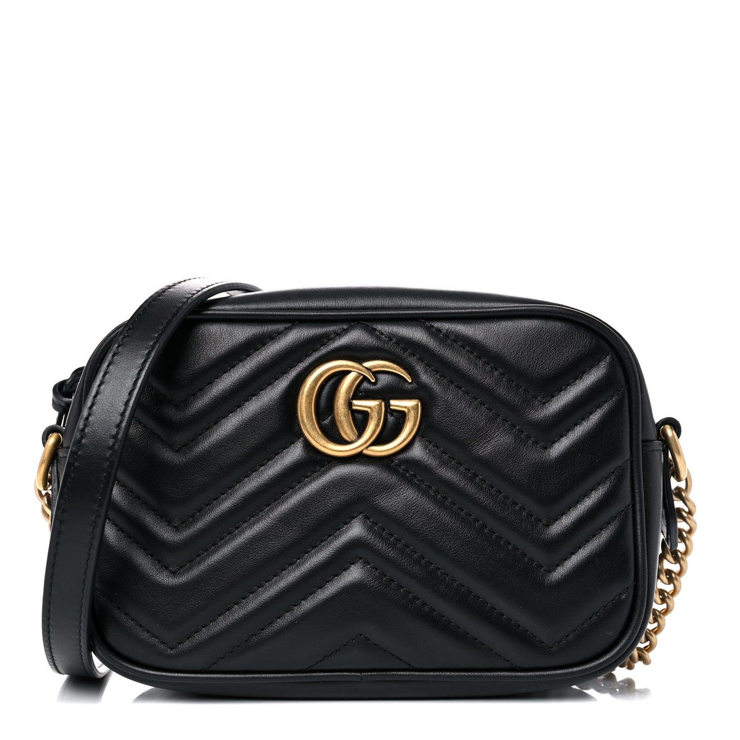 Calfskin Matelasse Mini GG Marmont Chain Shoulder Bag Black