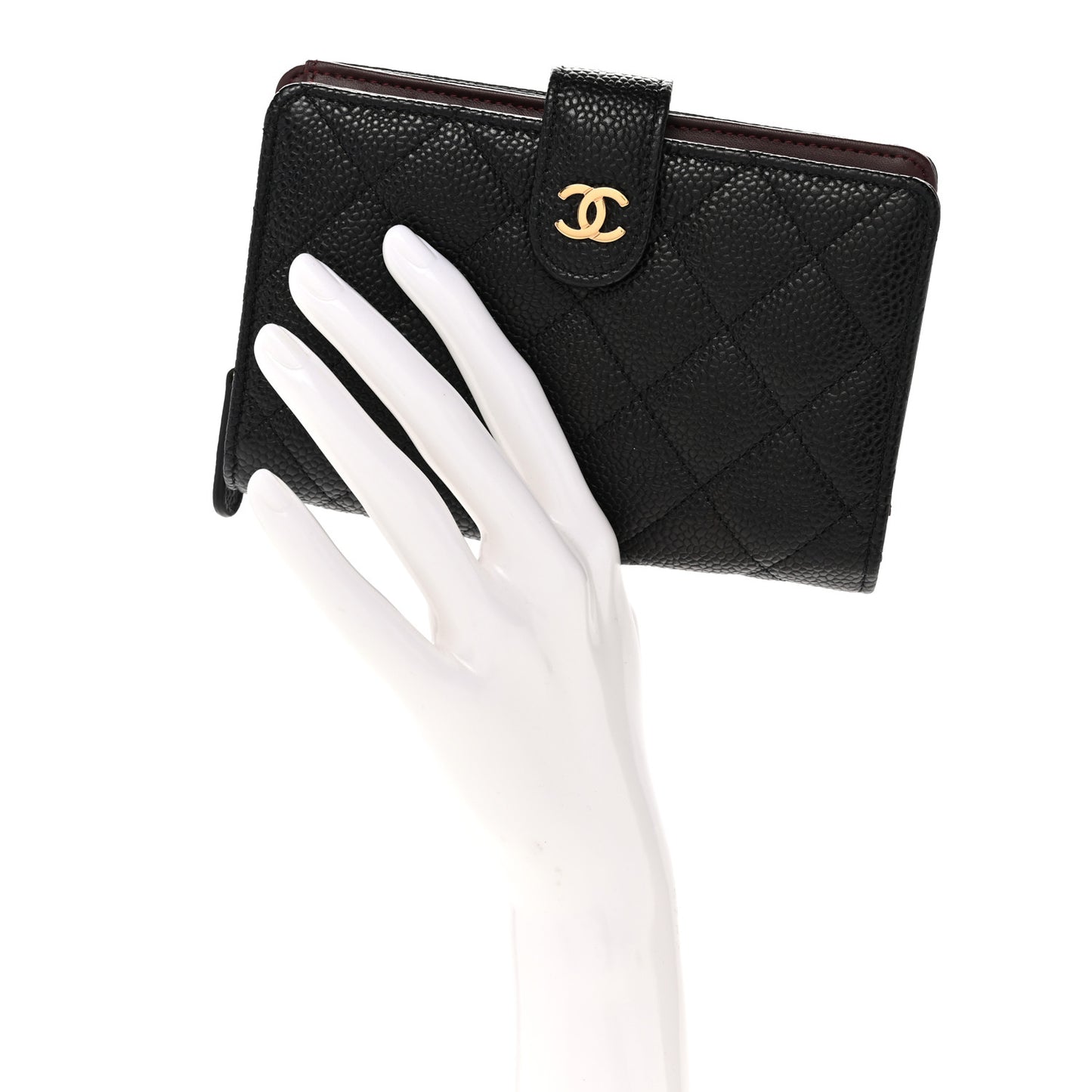 Caviar Quilted Zipped Pocket Wallet Black