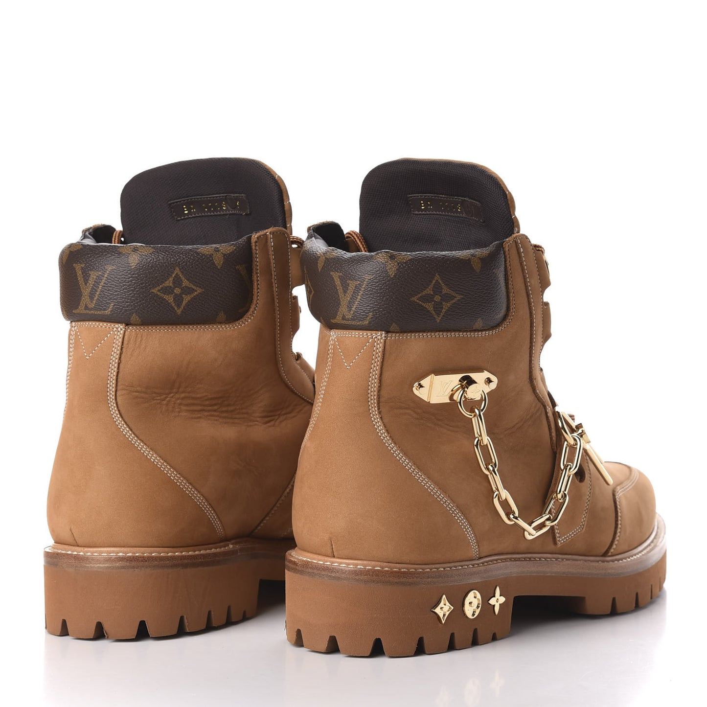 Suede Calfskin Monogram Mens Creeper Ankle Boots 9 Beige