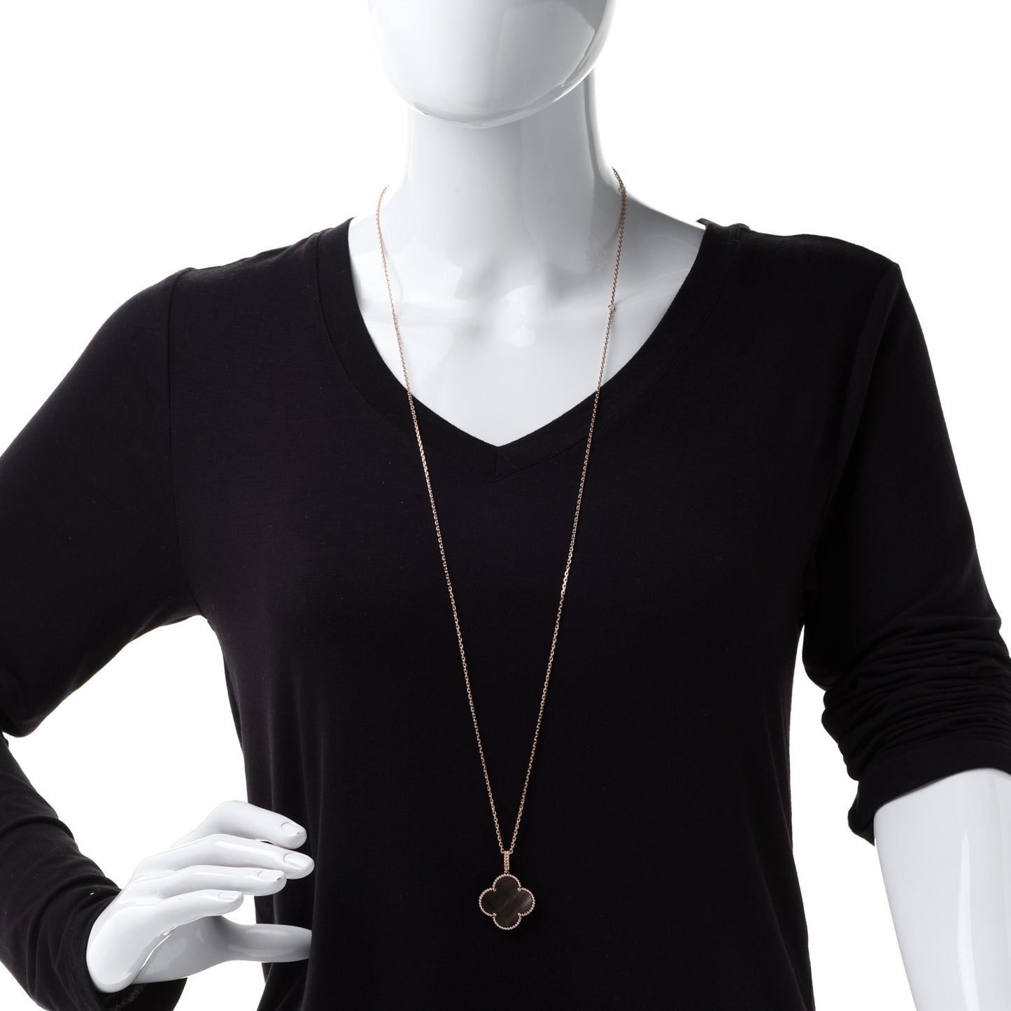 18K Rose Gold Gray Mother of Pearl Magic Alhambra Long Necklace