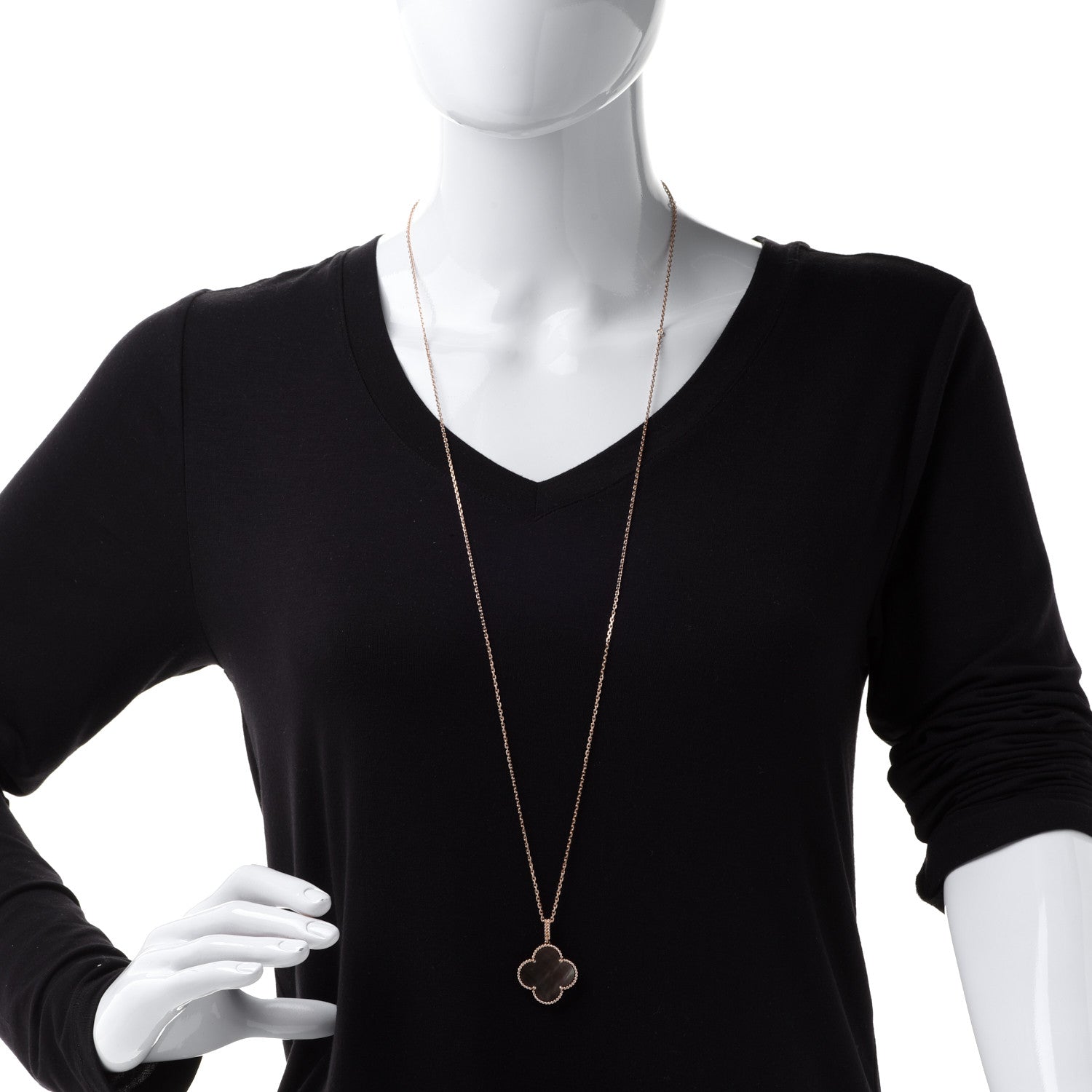 Van Cleef & Arpels 18K Rose Gold Gray Mother of Pearl Magic Alhambra Long Necklace 2 of 7