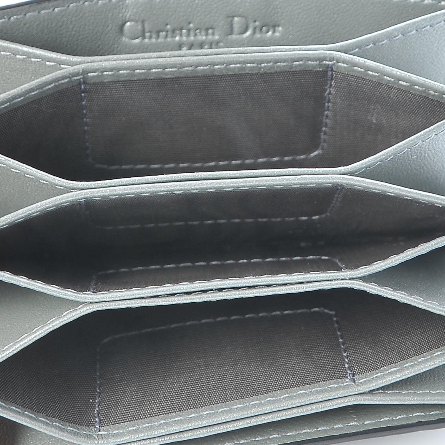 Christian Dior Metallic Grained Calfskin Cannage Lady Dior 5-Gusset Card Holder Silver 5 of 10