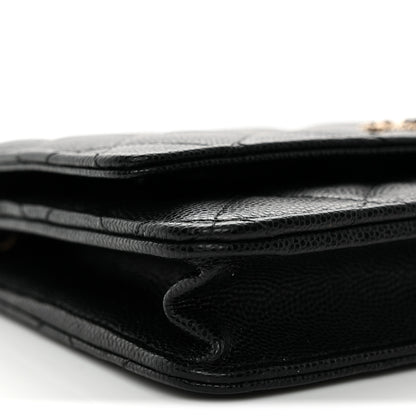 Chanel Caviar Quilted Crystal CC Wallet On Chain WOC Black 10 of 11