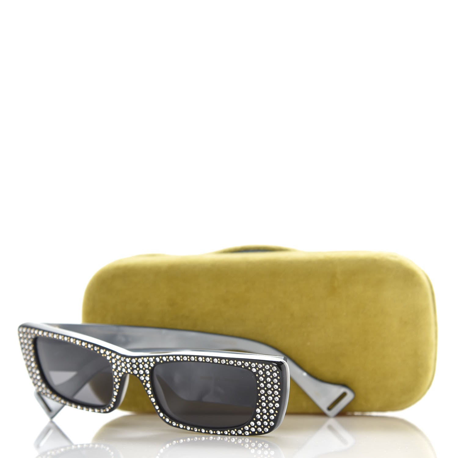 Gucci Acetate Rectangular Crystal Sunglasses GG0516S Black 8 of 8