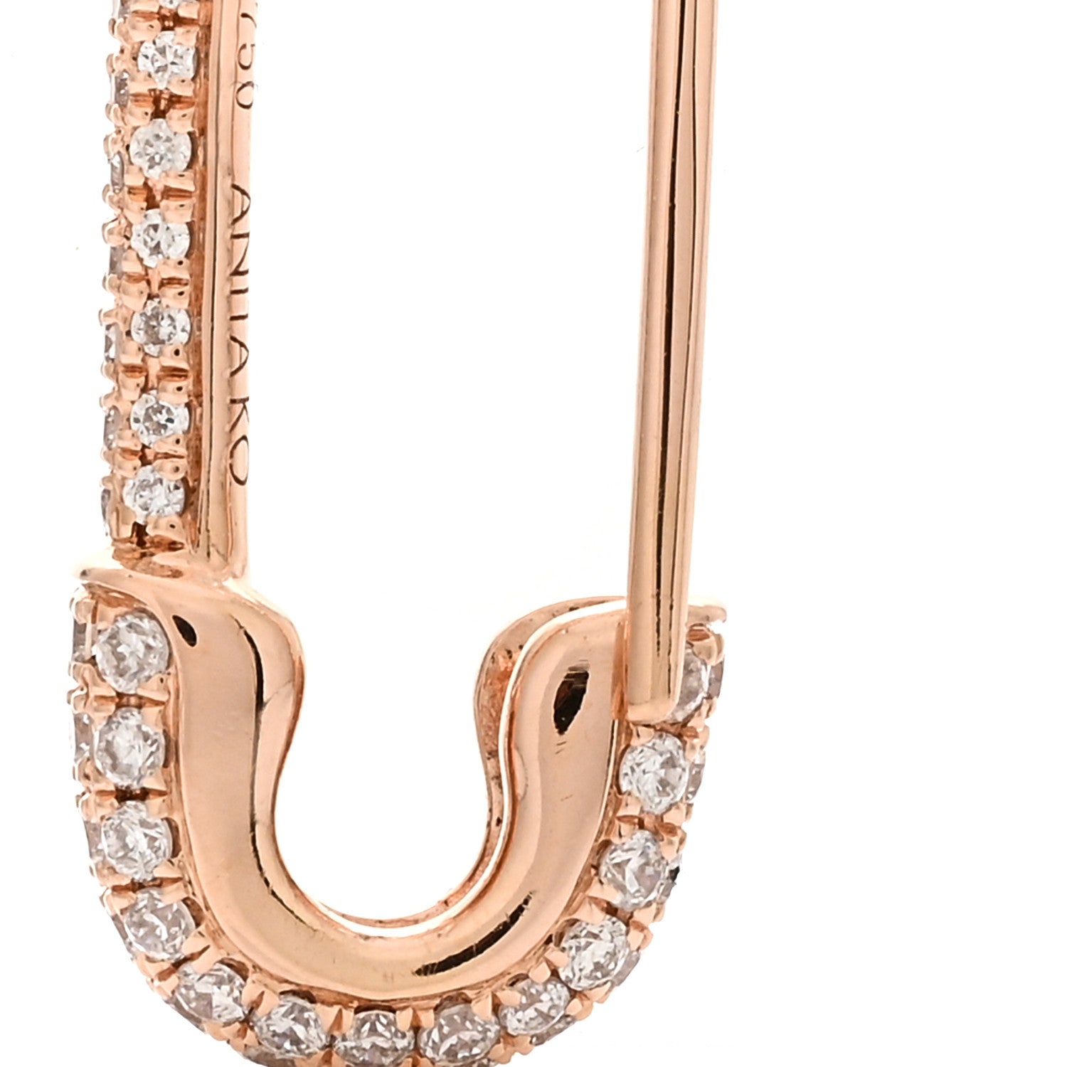 Anita Ko 18K Rose Gold Diamond Mini Safety Pin Earring 3 of 4