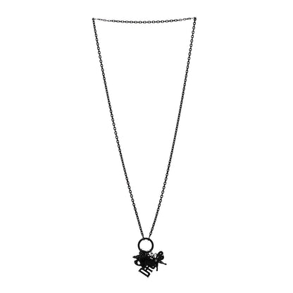 Christian Dior Metal Crystal Charms Necklace Black 2 of 3