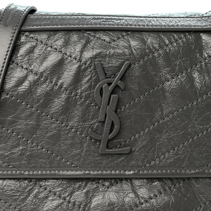 Saint Laurent Crinkled Calfskin Matelasse Monogram Medium Niki Chain Satchel Fog 8 of 10