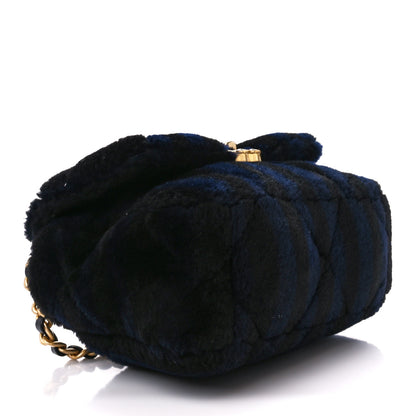 Chanel Shearling Striped Medium Chanel 19 Flap Blue Black 4 of 10