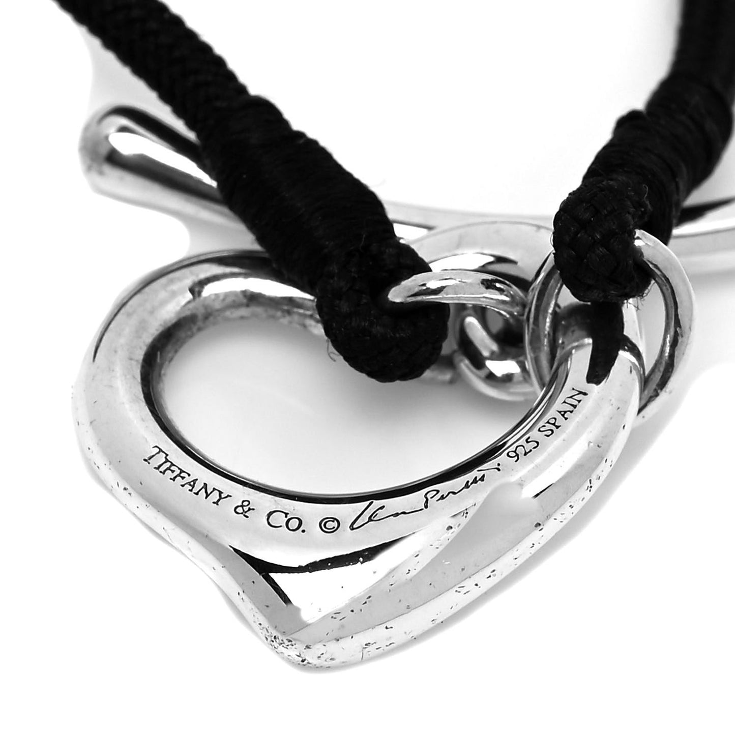 Sterling Silver Elsa Peretti Open Heart Silk Cord Bracelet