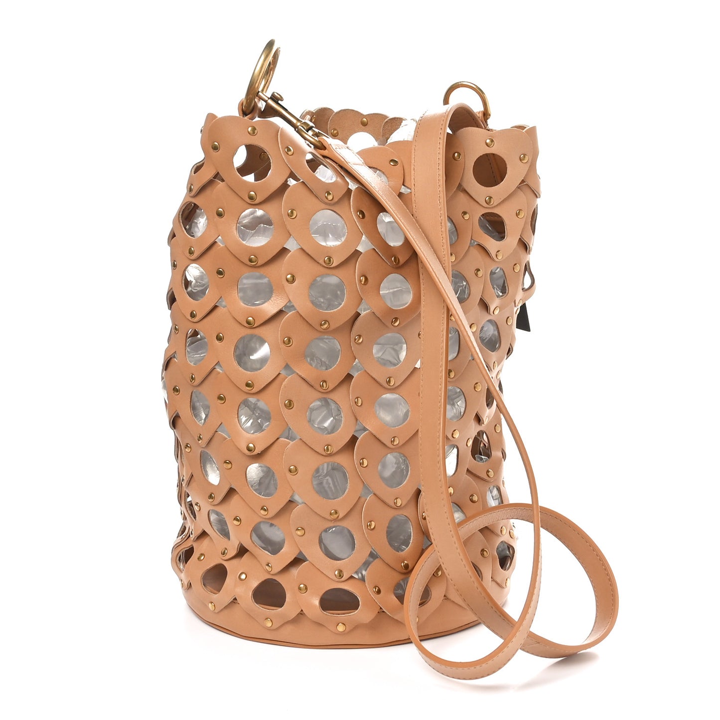 Vegetable Tanned Calfskin Studded Seau Coeur Bucket Bag Vintage Brown