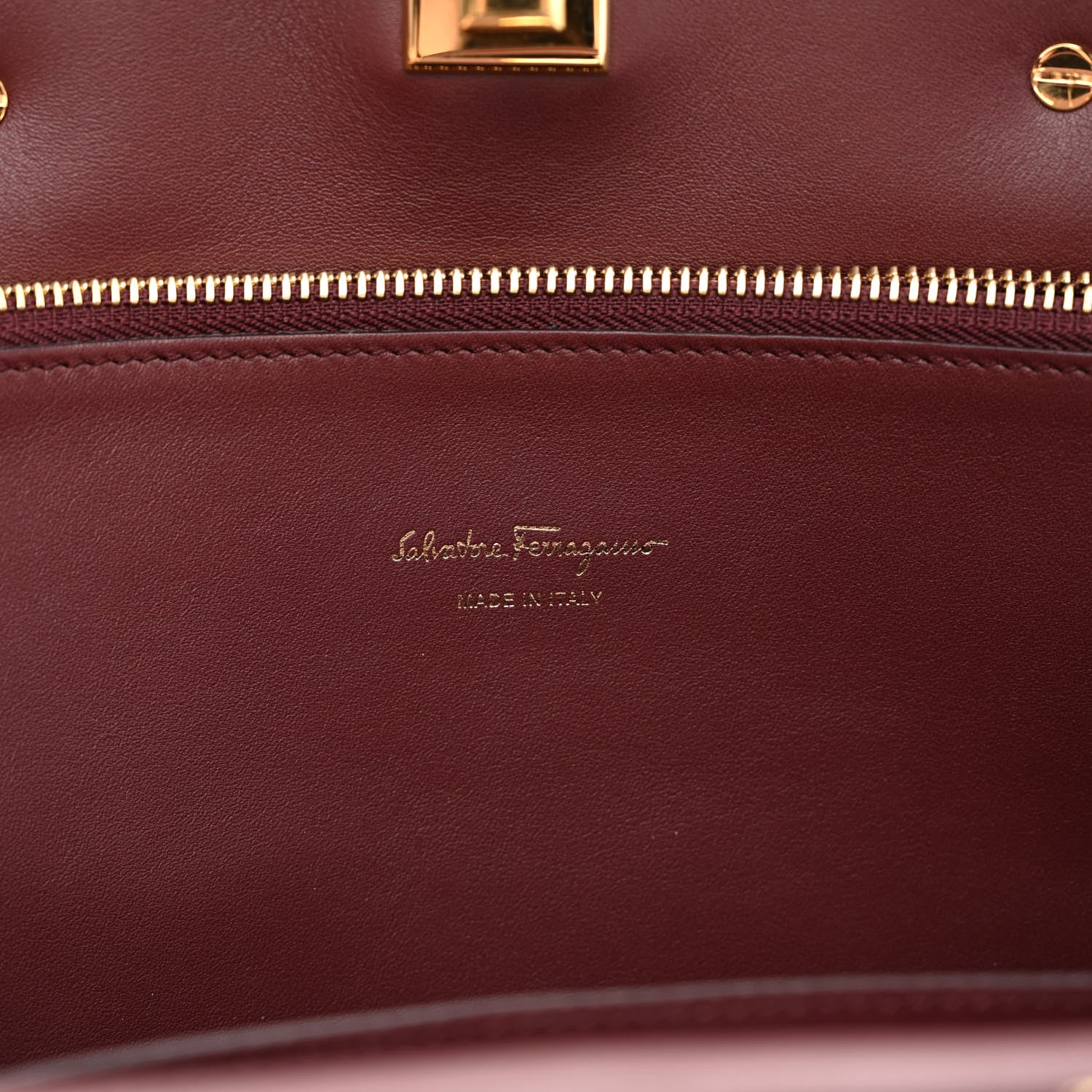 Salvatore Ferragamo Calfskin Large Studio Bag Wine 6 of 11
