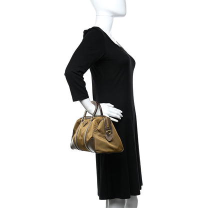 Prada Metallic Tessuto Nylon Saffiano Handbag Gold 3 of 8