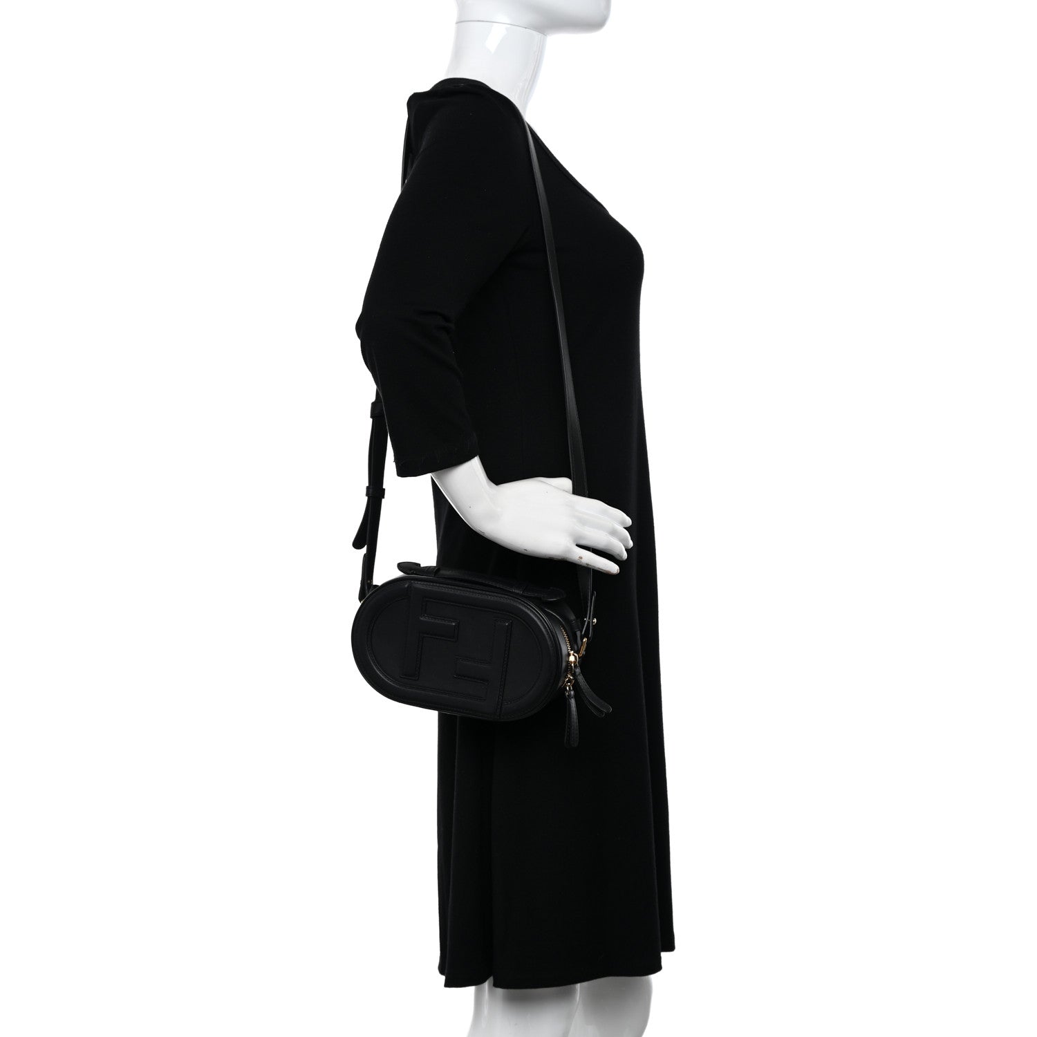 Fendi Vitello Grace Matte Mini O'Lock Camera Case Black 2 of 13