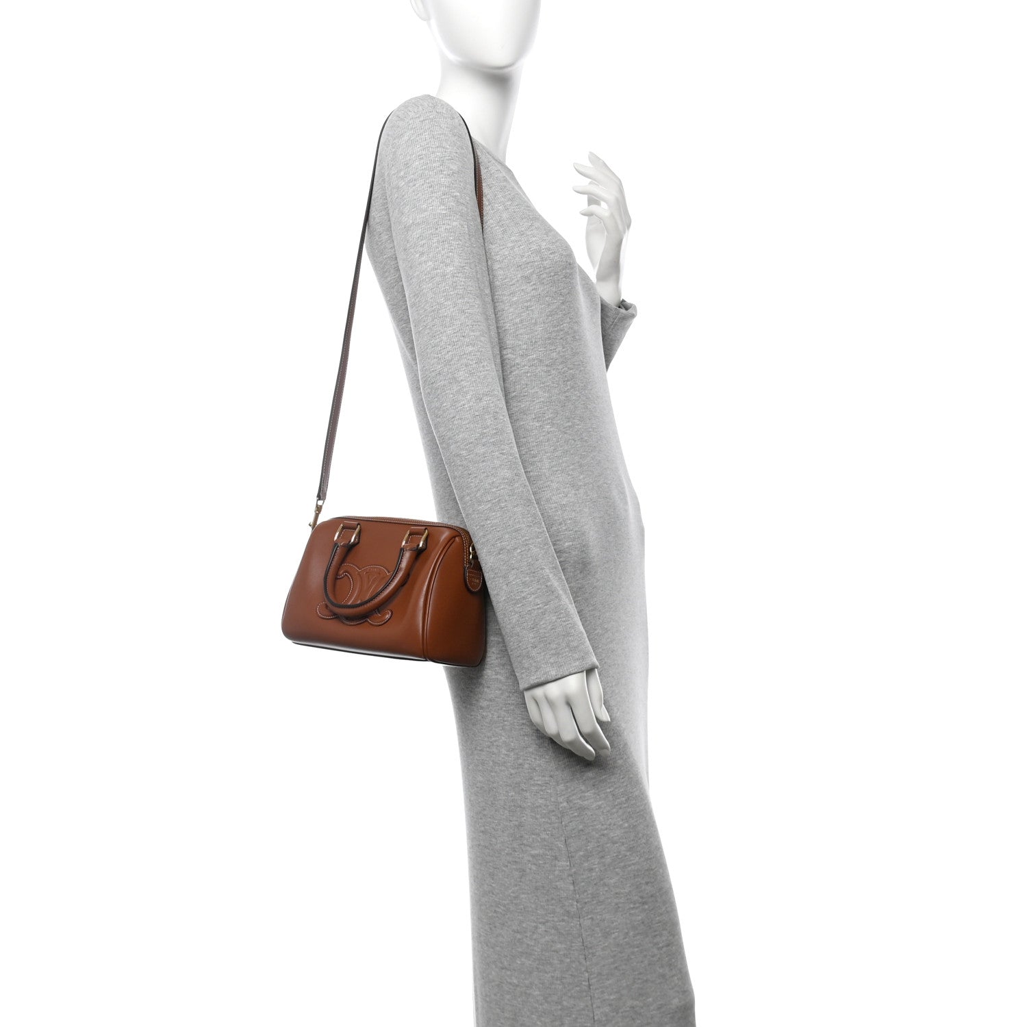 Celine Smooth Calfskin Triomphe Small Boston Bag Tan 2 of 12