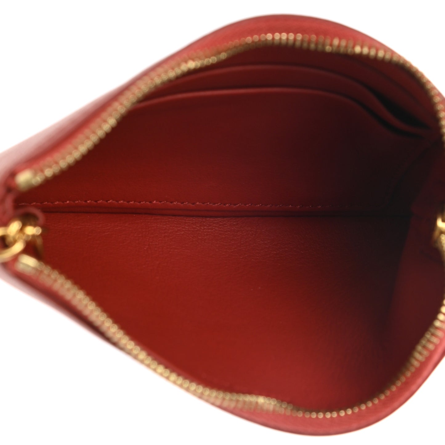 Calfskin Medium Half Zip Multifunction Wallet Coin Purse Fox Red