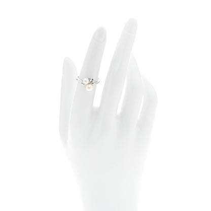 Mikimoto 18K White Gold Diamond Akoya Cultured Pearl Ribbon Ring 51 5.75 2 of 5