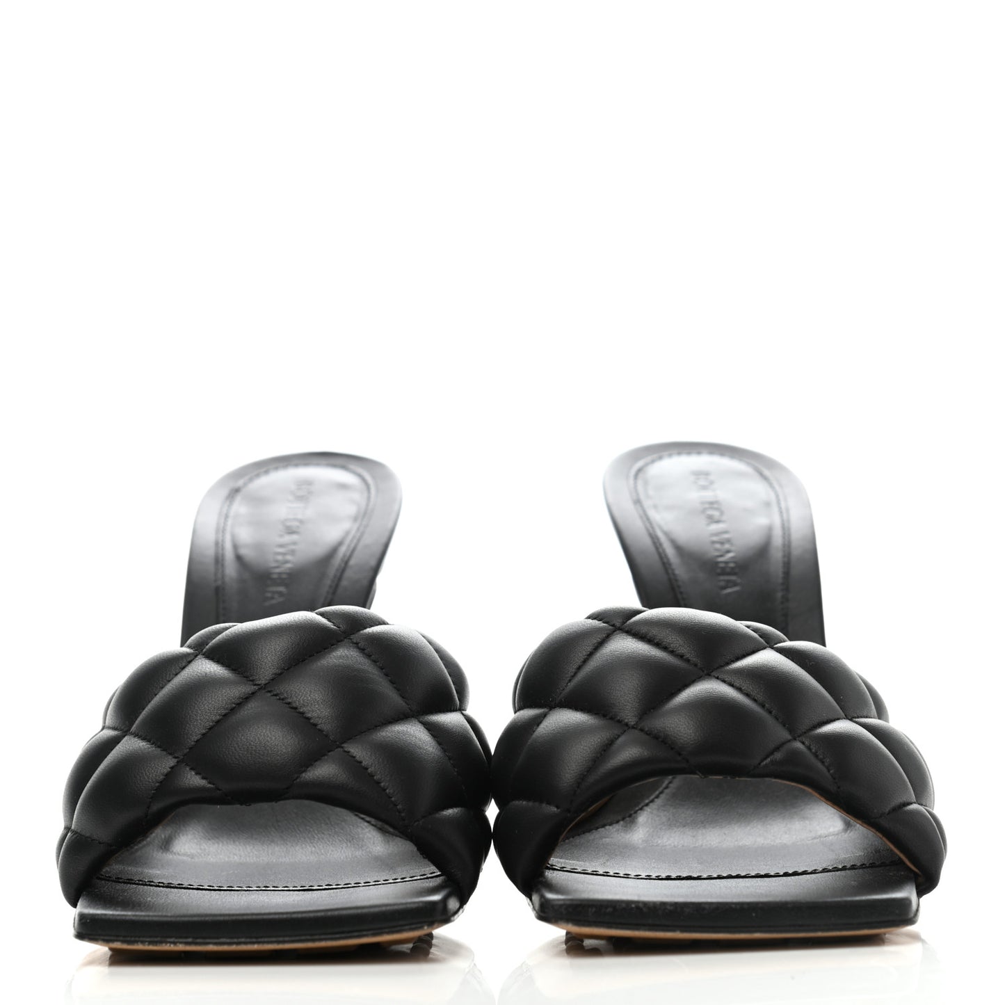 Nappa Matelasse Padded Mule Sandals 38 Black