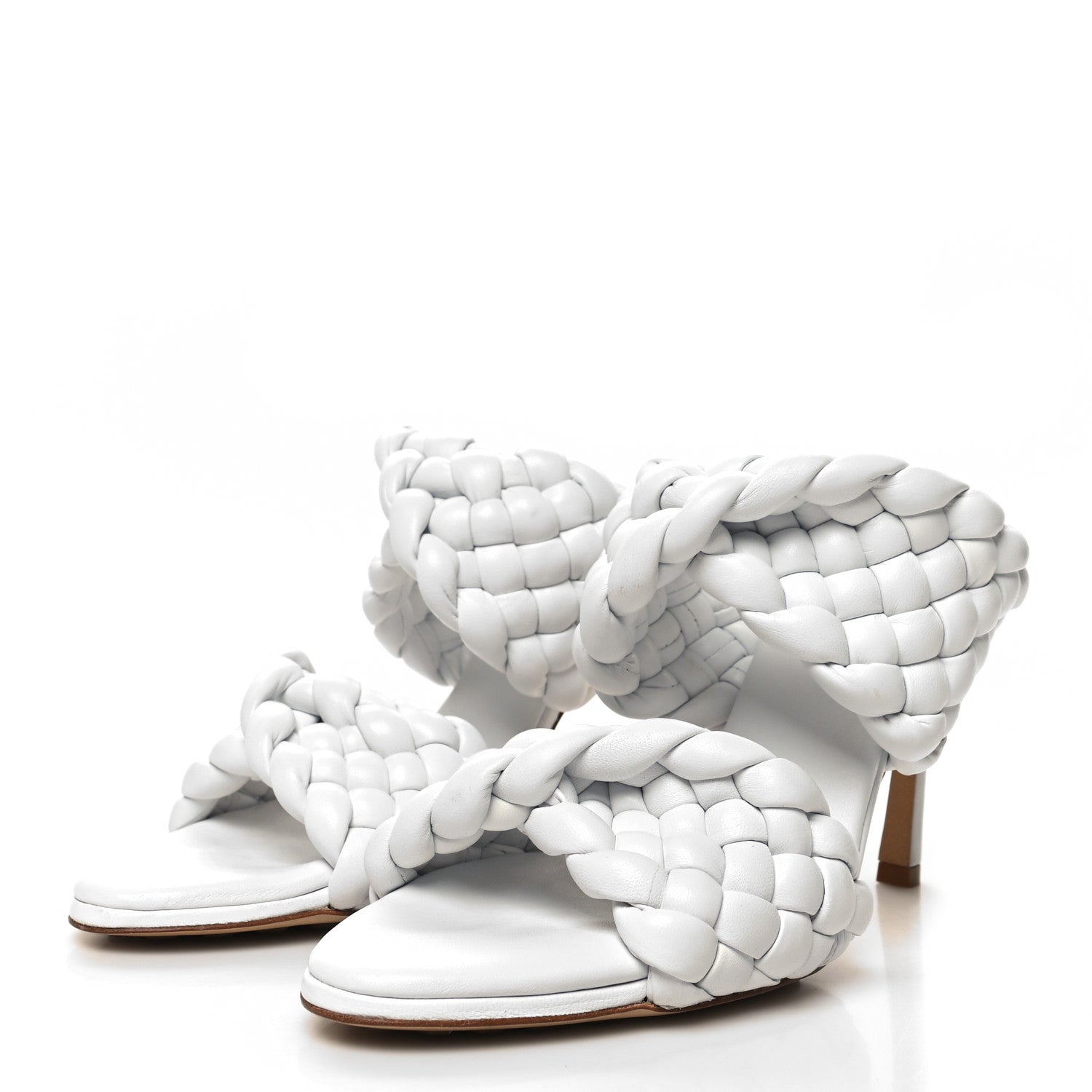 Bottega Veneta Nappa Twisted Padded Intrecciato Curve Slide Sandals 37.5 Optic White 3 of 10
