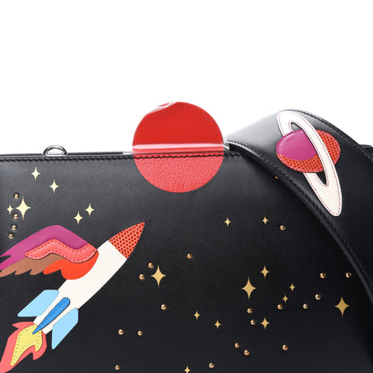 Hermes Veau Monsieur Lizard Ostrich Spaceship Sac A Malice Black Multicolor 14 of 17