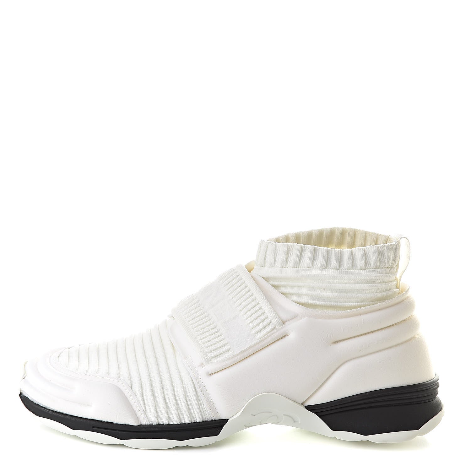 Chanel Stretch Fabric CC Sneakers 38.5 White 1 of 8