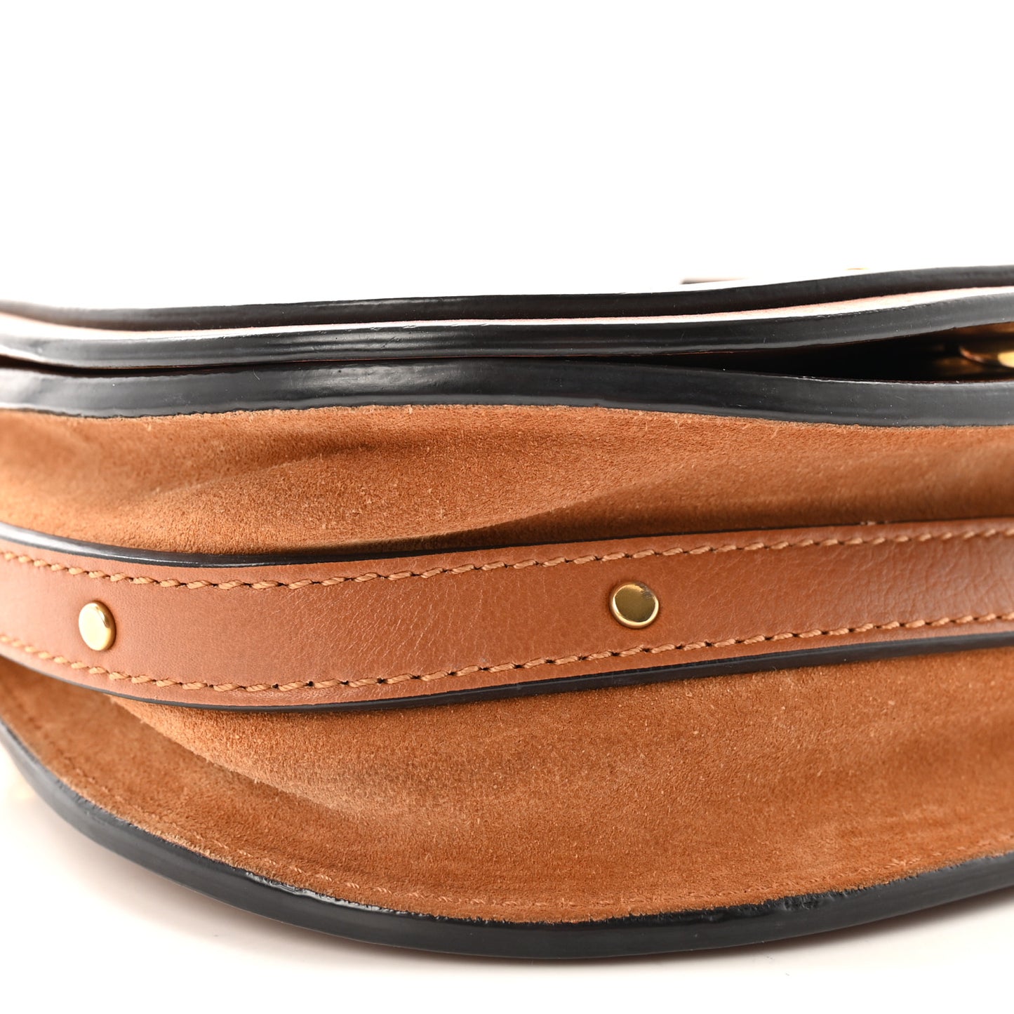 Calfskin Suede Small Nile Bracelet Bag Caramel