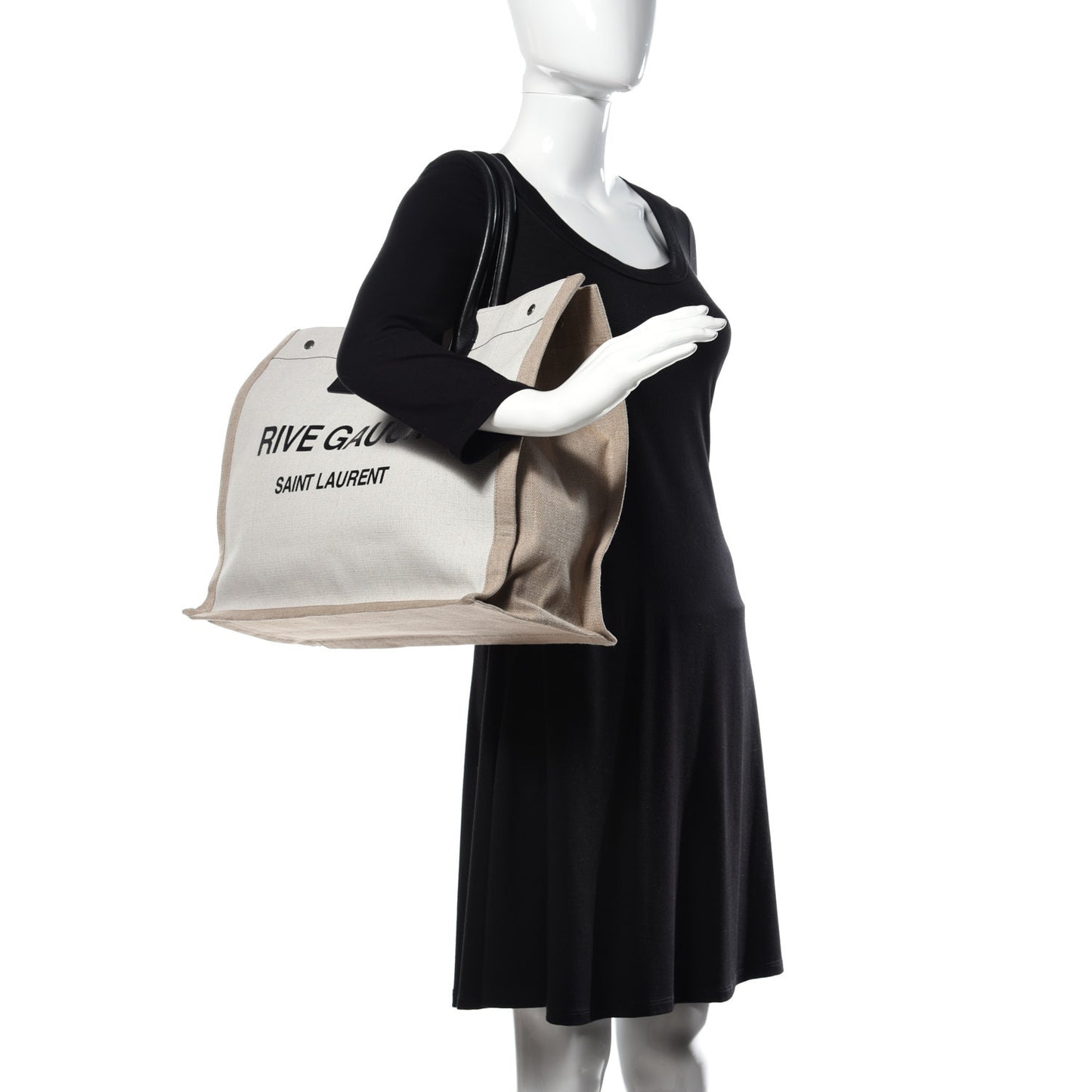Linen Calfskin Rive Gauche Tote Optic White