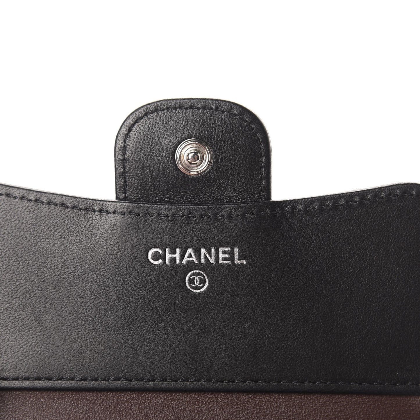 Lambskin Quilted Compact Flap Wallet Black