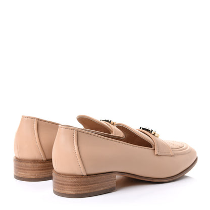 Chanel Lambskin Quilted Womens CC Loafers 37 Beige 4 of 8
